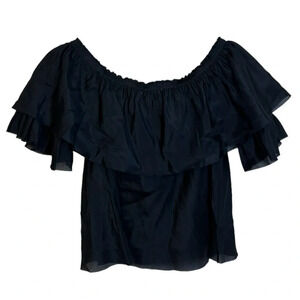 NWT BEAUTIFUL PEOPLE RUFFLE OFF SHOULDER SILK TOP